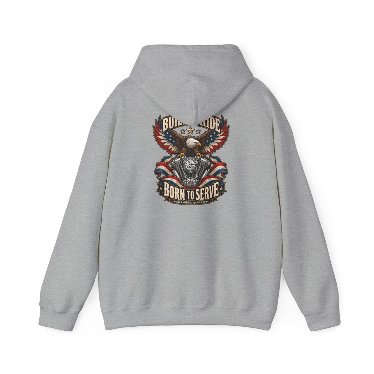 Men's Motorcycle Eagle Hoodie – Patriotic Biker Graphic Fleece Sweatshirt - Battle Born Prints
