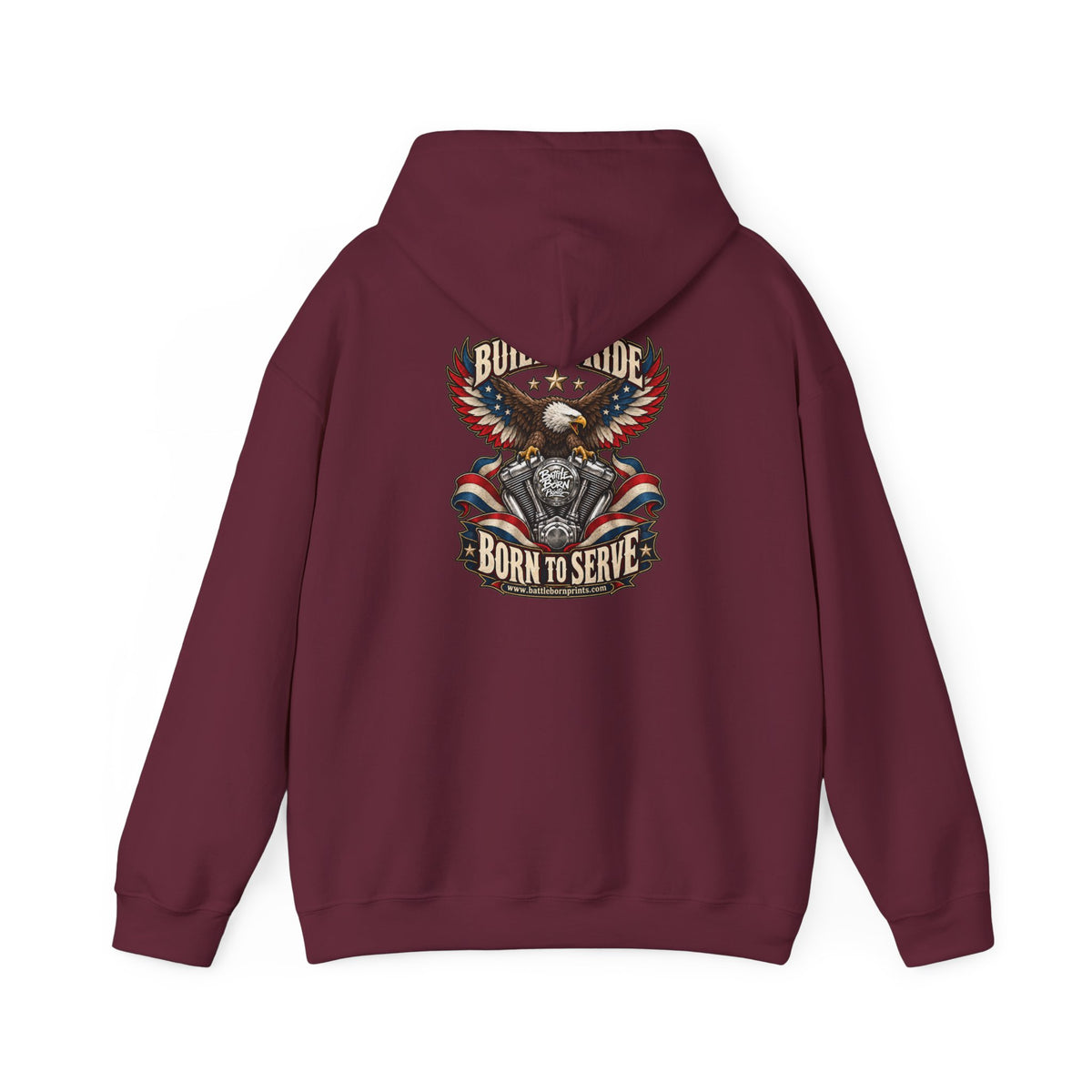 Men's Motorcycle Eagle Hoodie – Patriotic Biker Graphic Fleece Sweatshirt - Battle Born Prints
