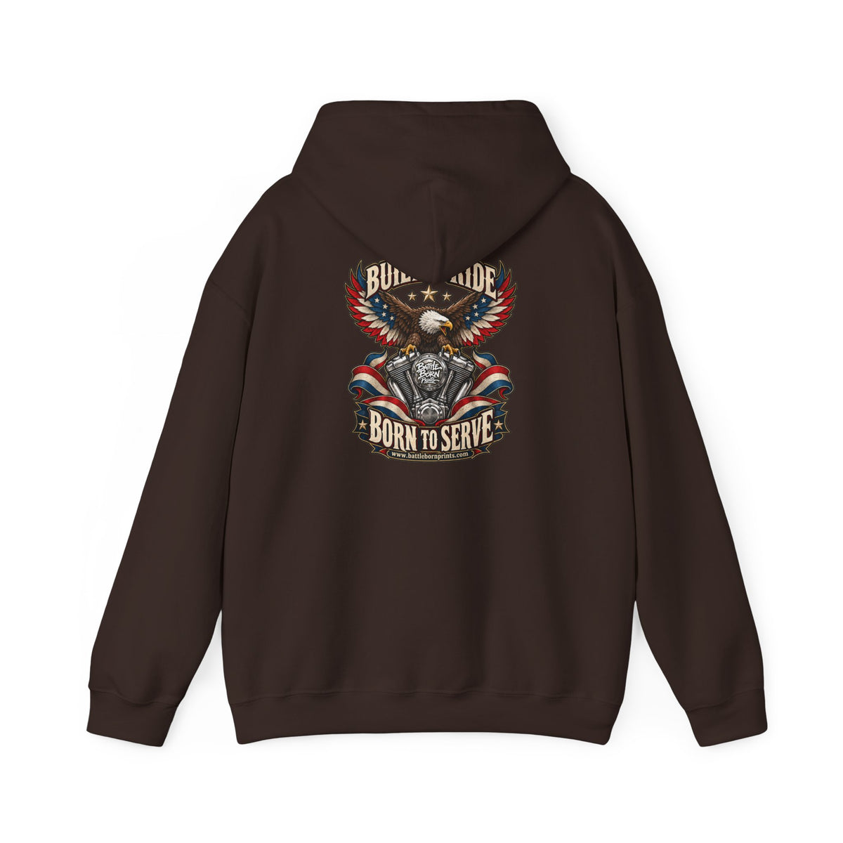 Men's Motorcycle Eagle Hoodie – Patriotic Biker Graphic Fleece Sweatshirt - Battle Born Prints