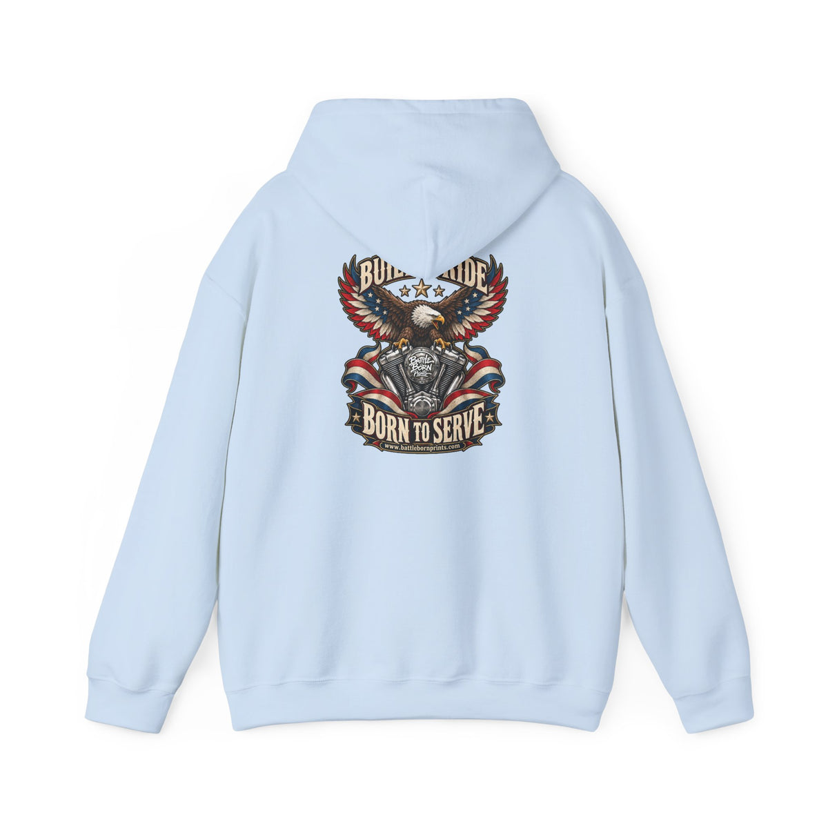 Men's Motorcycle Eagle Hoodie – Patriotic Biker Graphic Fleece Sweatshirt - Battle Born Prints