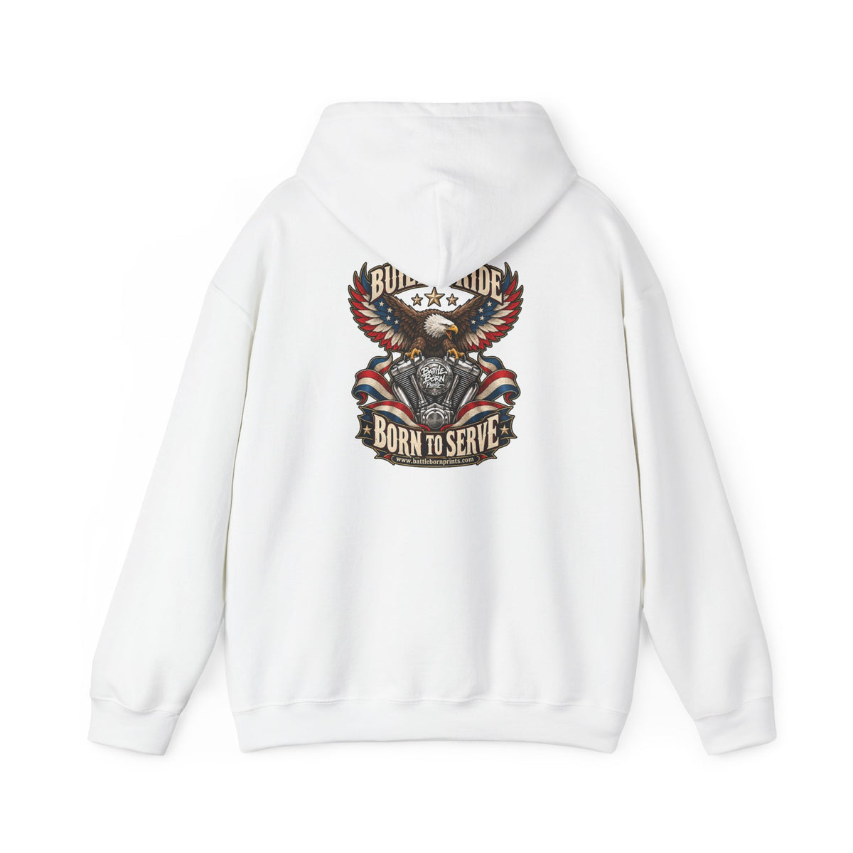 Men's Motorcycle Eagle Hoodie – Patriotic Biker Graphic Fleece Sweatshirt - Battle Born Prints