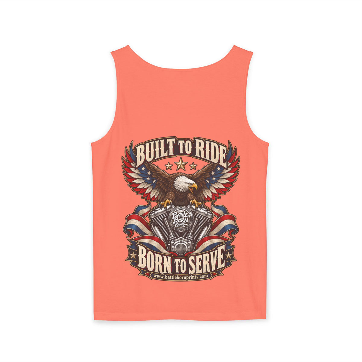 Men's Patriotic Eagle Motorcycle Tank Top – "Built for Freedom" Biker Tee - Battle Born Prints