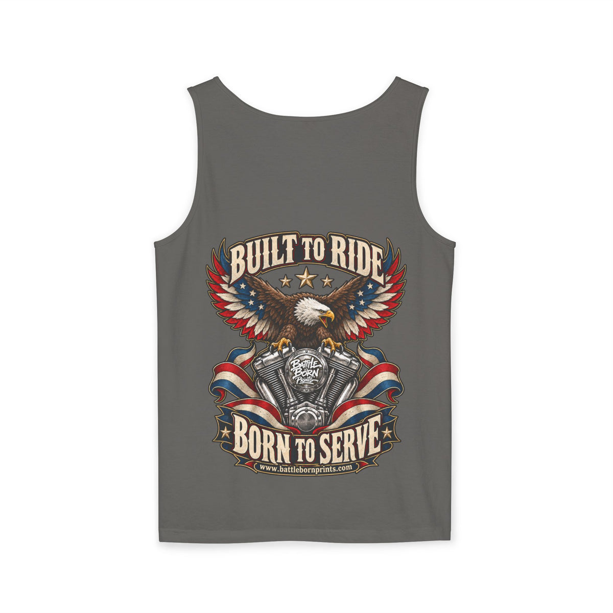 Men's Patriotic Eagle Motorcycle Tank Top – "Built for Freedom" Biker Tee - Battle Born Prints