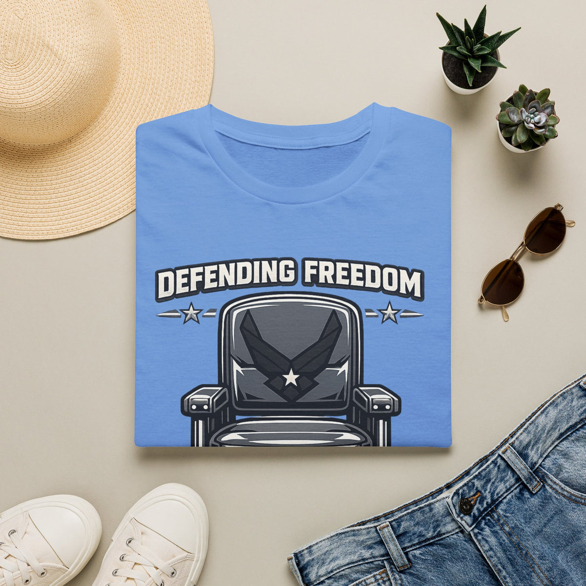 Men's Patriotic Veteran T-Shirt – Defending Freedom Graphic Tee, Navy - Battle Born Prints