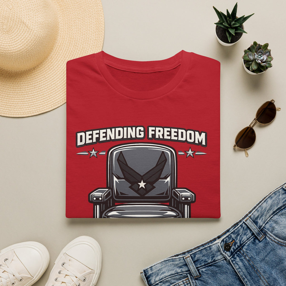 Men's Patriotic Veteran T-Shirt – Defending Freedom Graphic Tee, Navy - Battle Born Prints