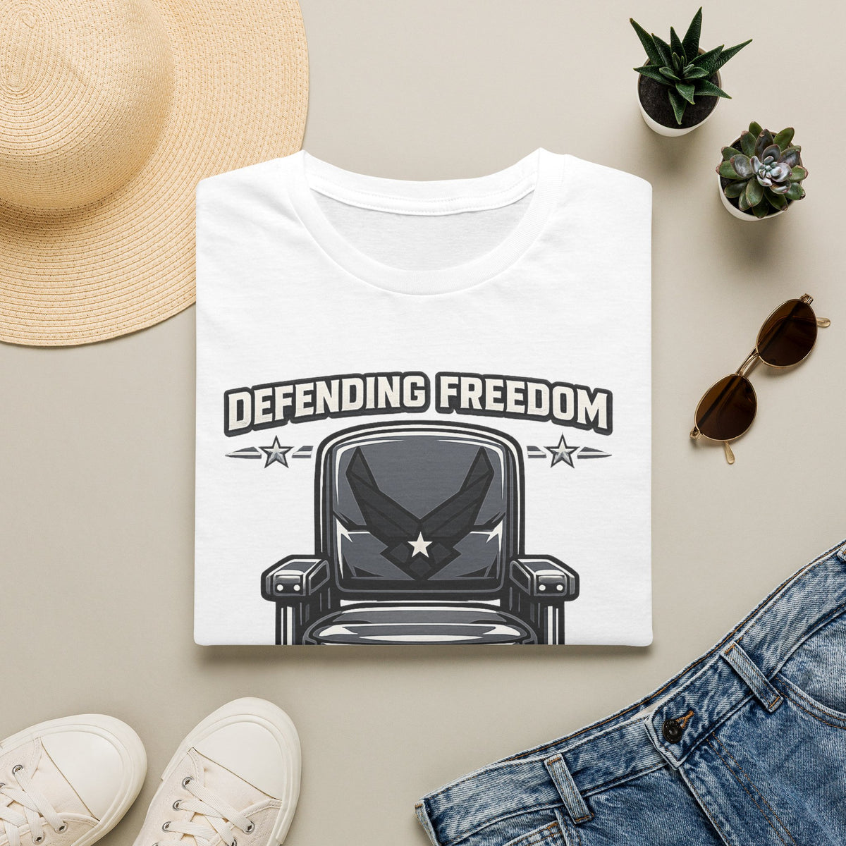 Men's Patriotic Veteran T-Shirt – Defending Freedom Graphic Tee, Navy - Battle Born Prints