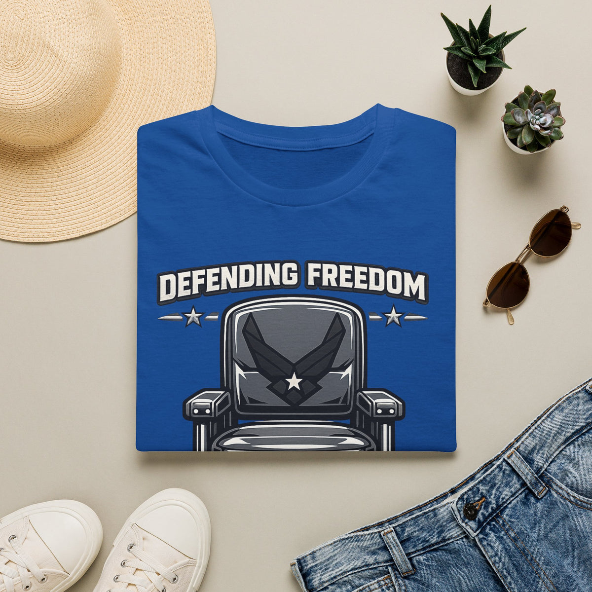Men's Patriotic Veteran T-Shirt – Defending Freedom Graphic Tee, Navy - Battle Born Prints