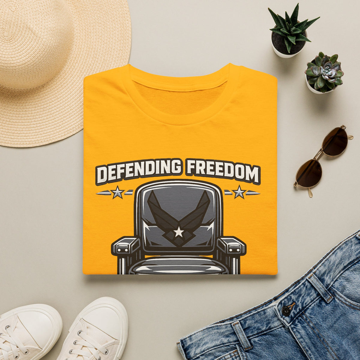 Men's Patriotic Veteran T-Shirt – Defending Freedom Graphic Tee, Navy - Battle Born Prints