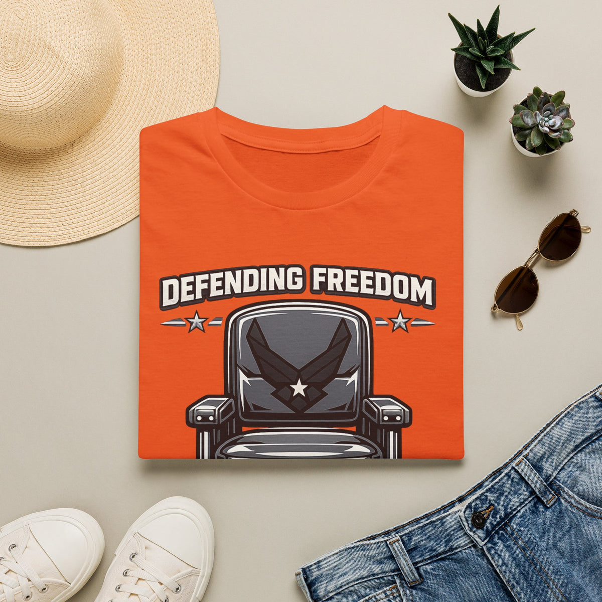 Men's Patriotic Veteran T-Shirt – Defending Freedom Graphic Tee, Navy - Battle Born Prints