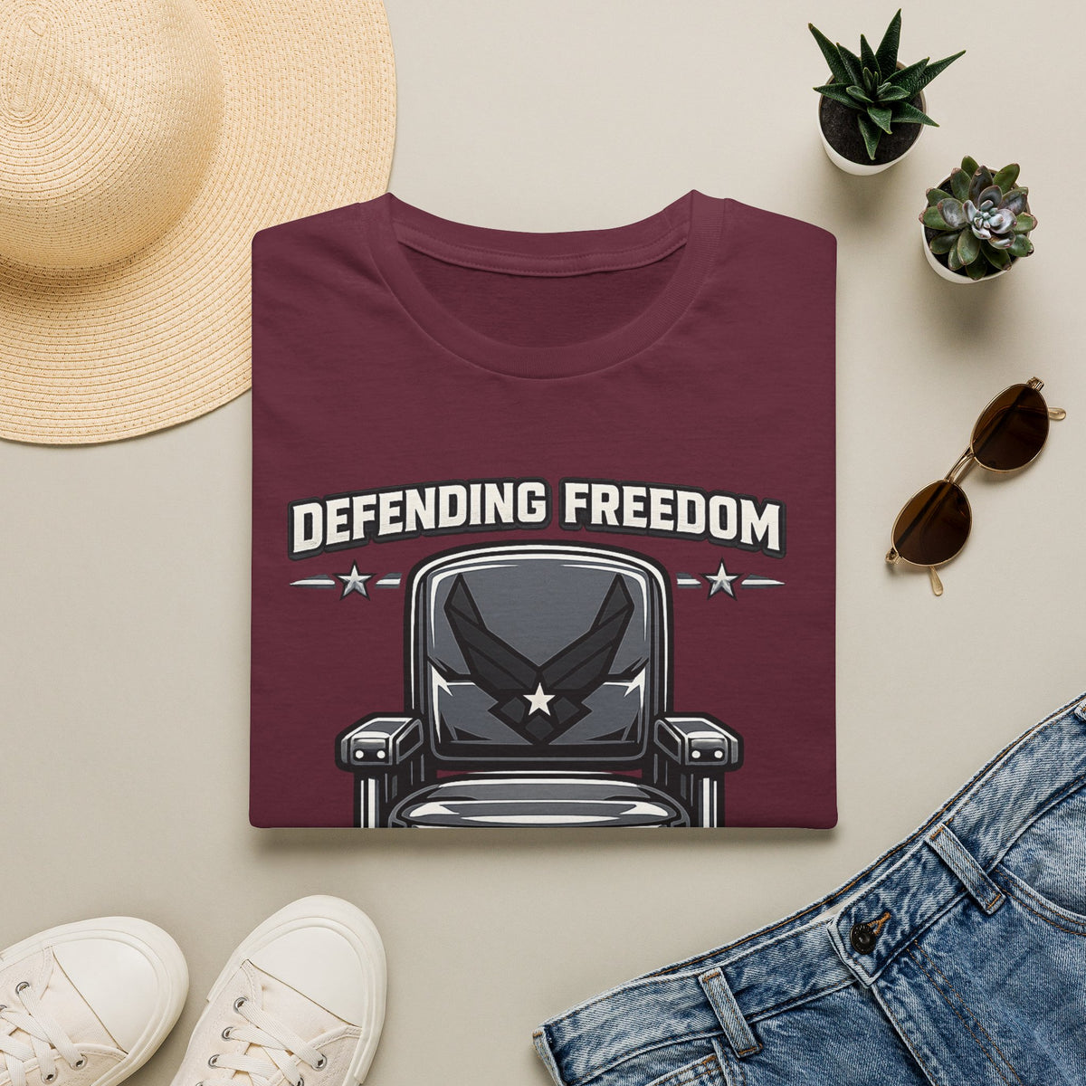 Men's Patriotic Veteran T-Shirt – Defending Freedom Graphic Tee, Navy - Battle Born Prints