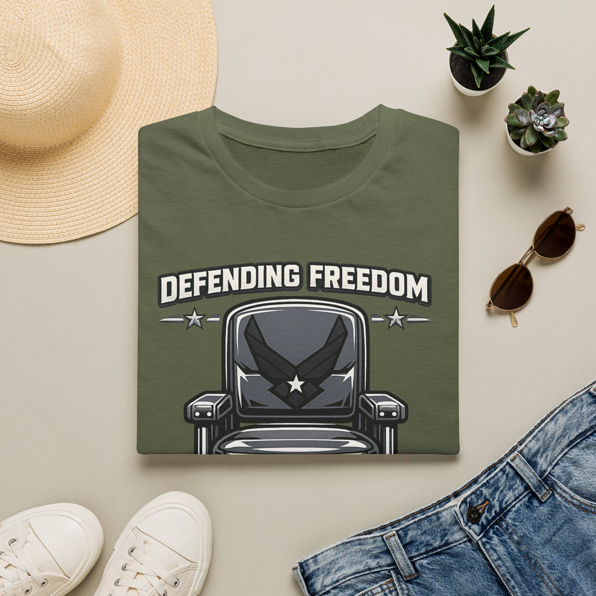 Men's Patriotic Veteran T-Shirt – Defending Freedom Graphic Tee, Navy - Battle Born Prints