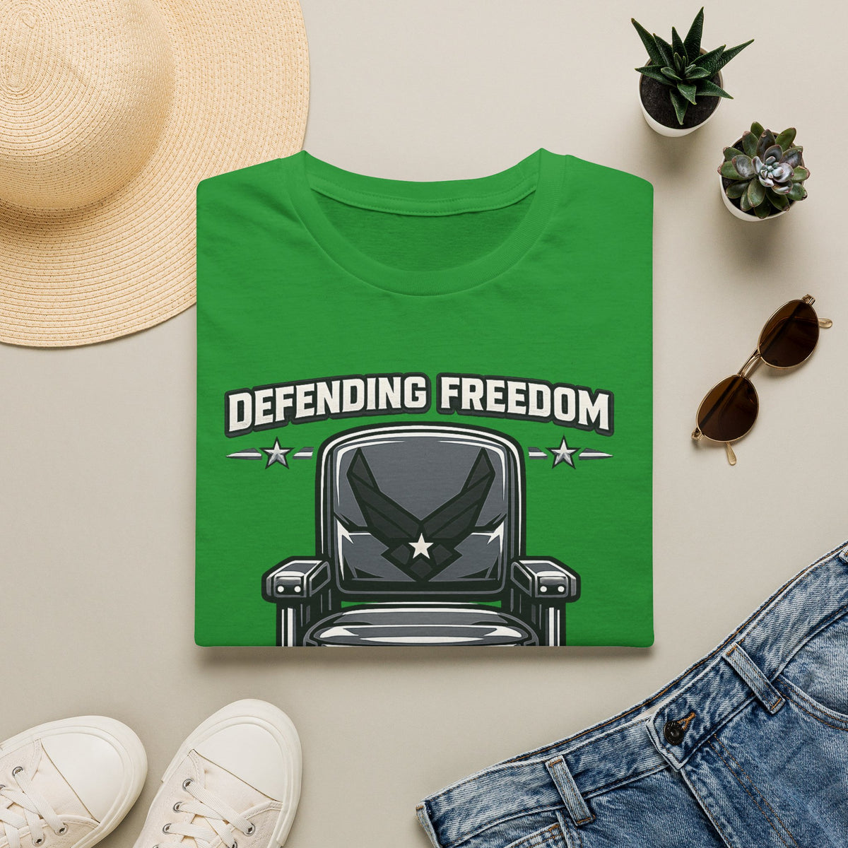 Men's Patriotic Veteran T-Shirt – Defending Freedom Graphic Tee, Navy - Battle Born Prints