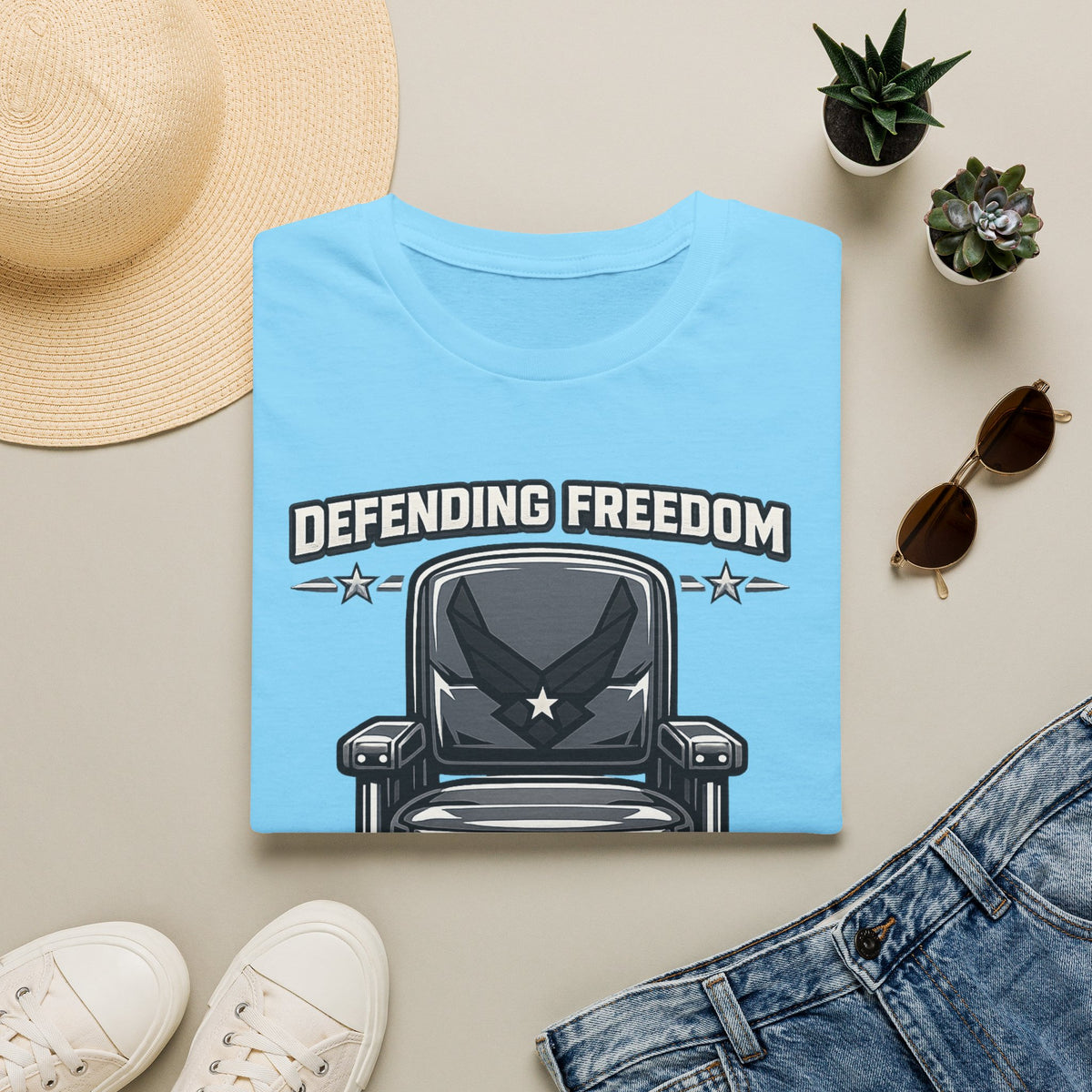 Men's Patriotic Veteran T-Shirt – Defending Freedom Graphic Tee, Navy - Battle Born Prints