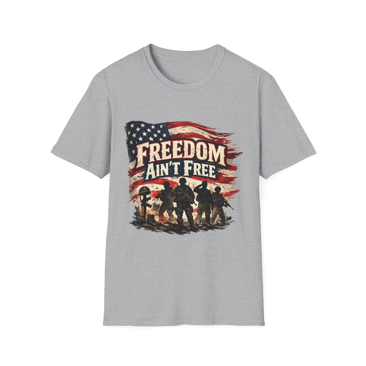 Men's Patriotic Veteran T-Shirt – "Freedom Ain't Free" American Flag Graphic Tee - Battle Born Prints