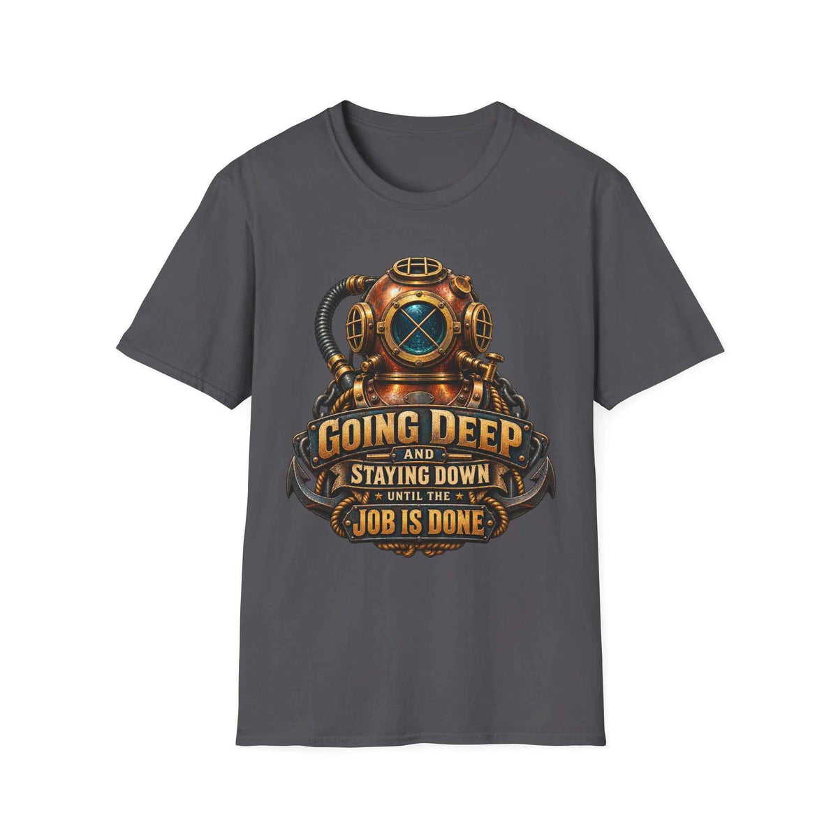 Men's Scuba Diving T-Shirt – "Going Deep and Staying Down" Vintage Graphic Tee - Battle Born Prints