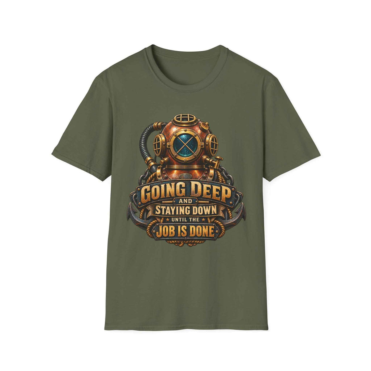Men's Scuba Diving T-Shirt – "Going Deep and Staying Down" Vintage Graphic Tee - Battle Born Prints