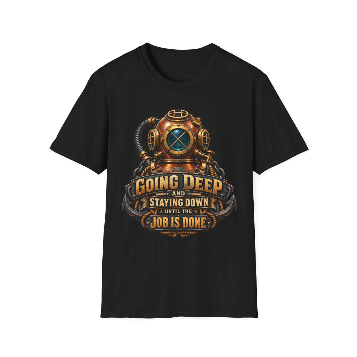 Men's Scuba Diving T-Shirt – "Going Deep and Staying Down" Vintage Graphic Tee - Battle Born Prints