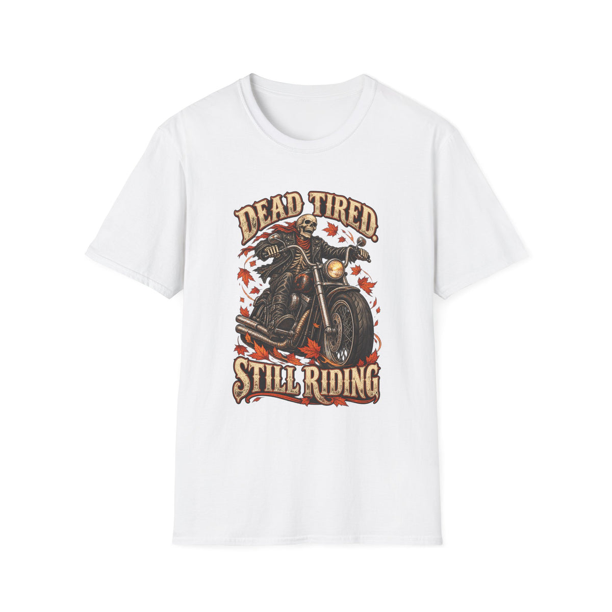 Men's Vintage Skull Motorcycle T-Shirt – "Dead Tired Still Riding" Biker Graphic Tee - Battle Born Prints