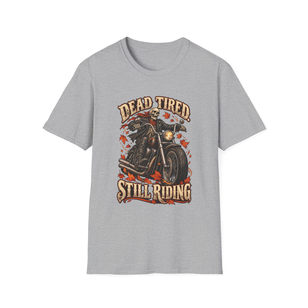 Men's Vintage Skull Motorcycle T-Shirt – "Dead Tired Still Riding" Biker Graphic Tee - Battle Born Prints