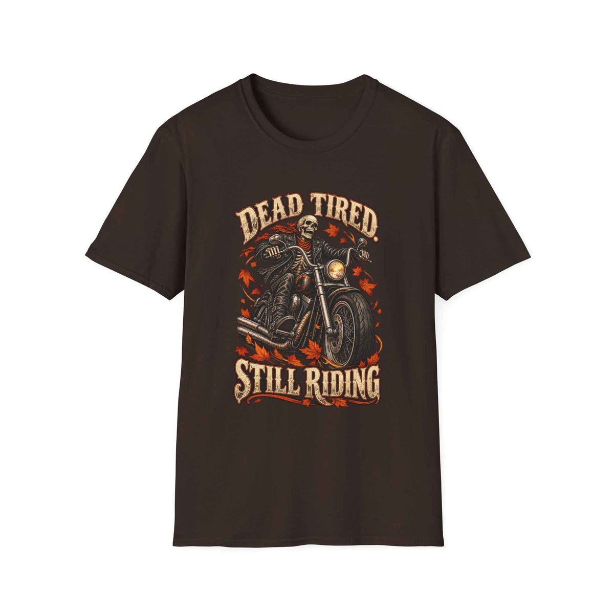 Men's Vintage Skull Motorcycle T-Shirt – "Dead Tired Still Riding" Biker Graphic Tee