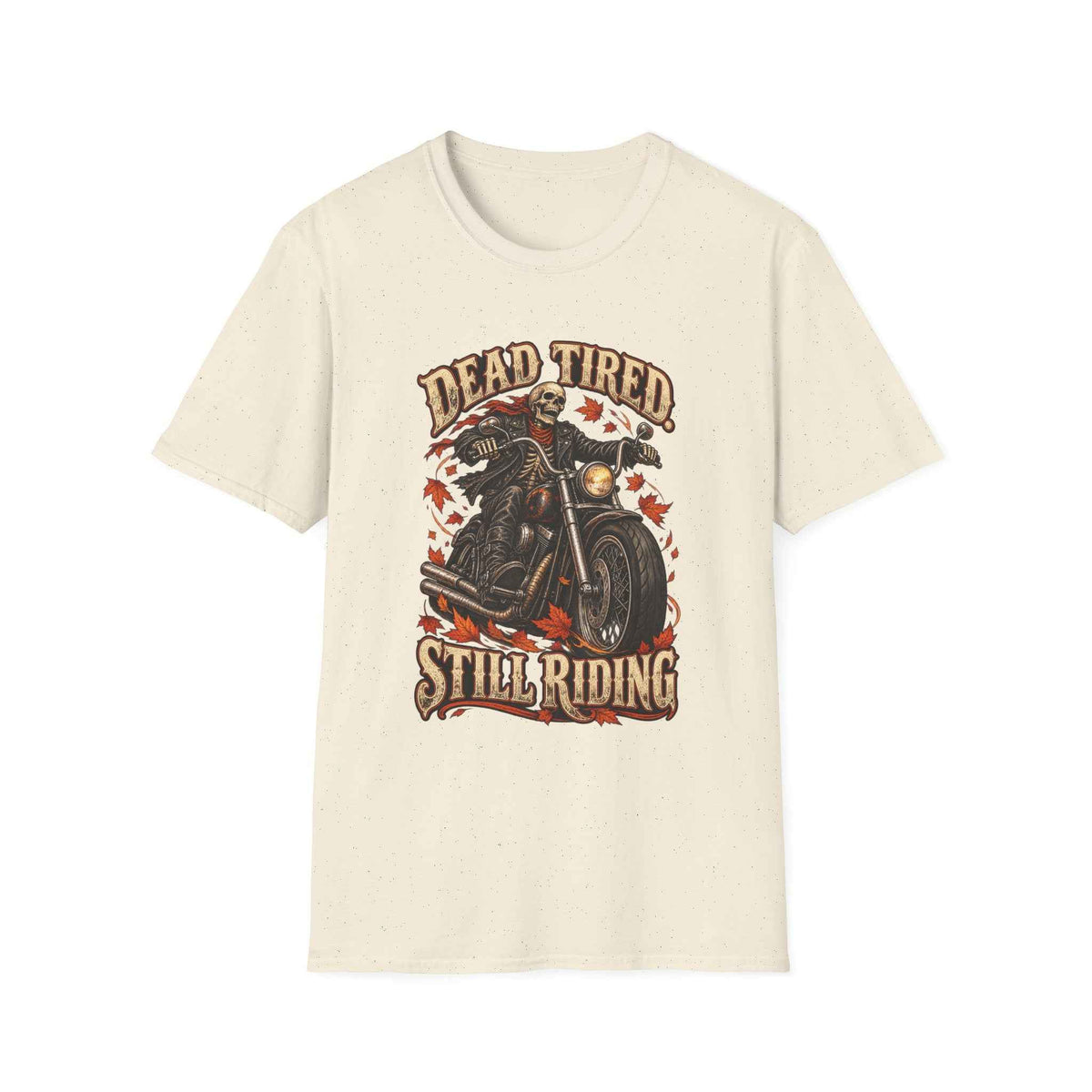 Men's Vintage Skull Motorcycle T-Shirt – "Dead Tired Still Riding" Biker Graphic Tee