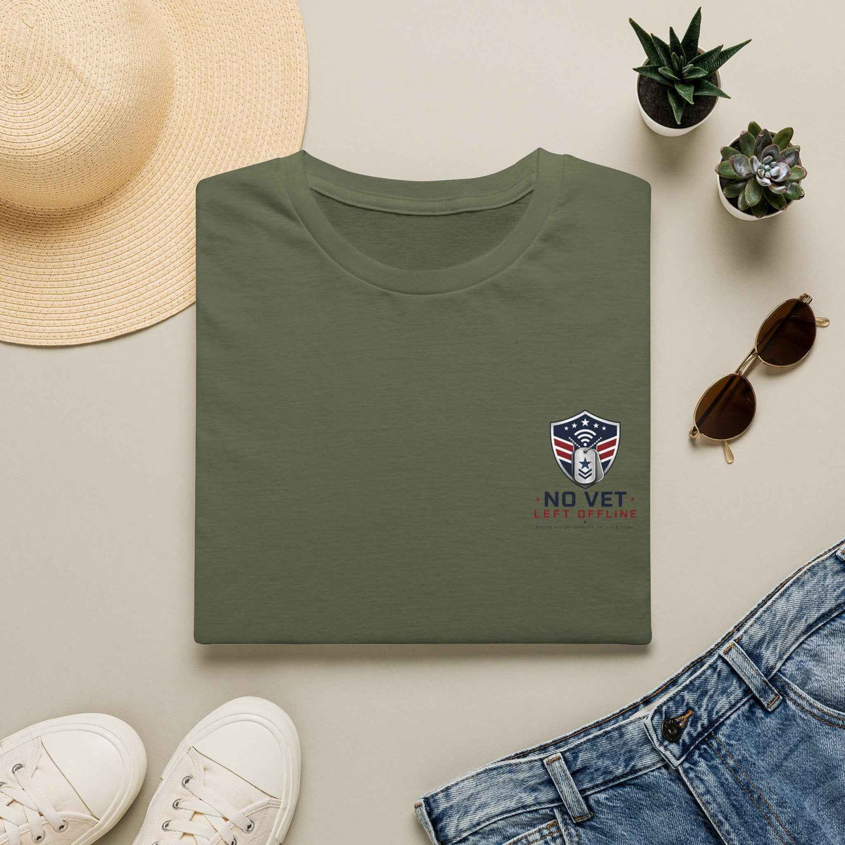 Men's Patriotic Veteran T-Shirt – No Vet Left Offline American Flag Graphic Tee - Battle Born Prints
