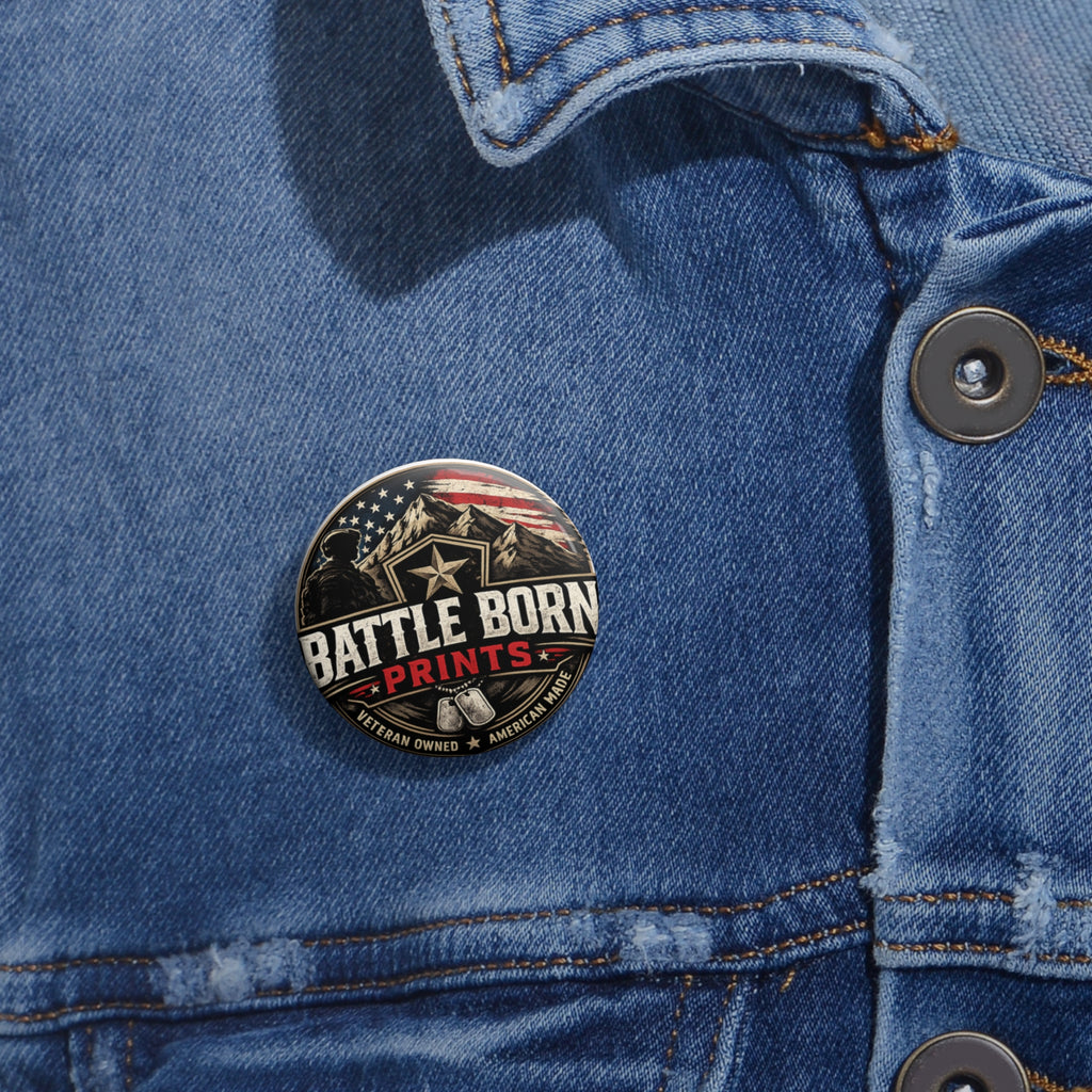 Patriotic 'Battle Born Prints' Pin Button - American Veteran-Owned Lapel Pin