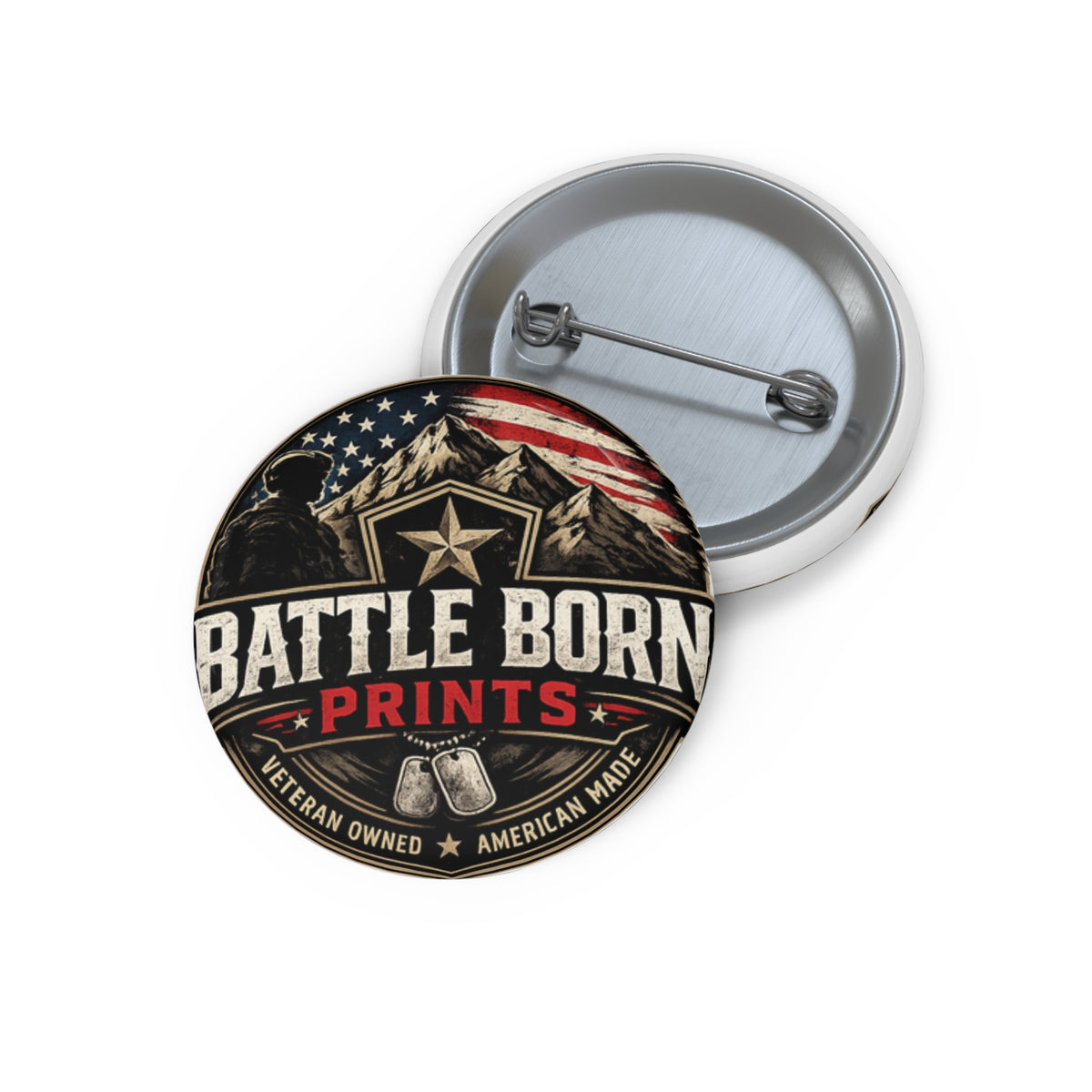 Patriotic 'Battle Born Prints' Pin Button - American Veteran-Owned Lapel Pin