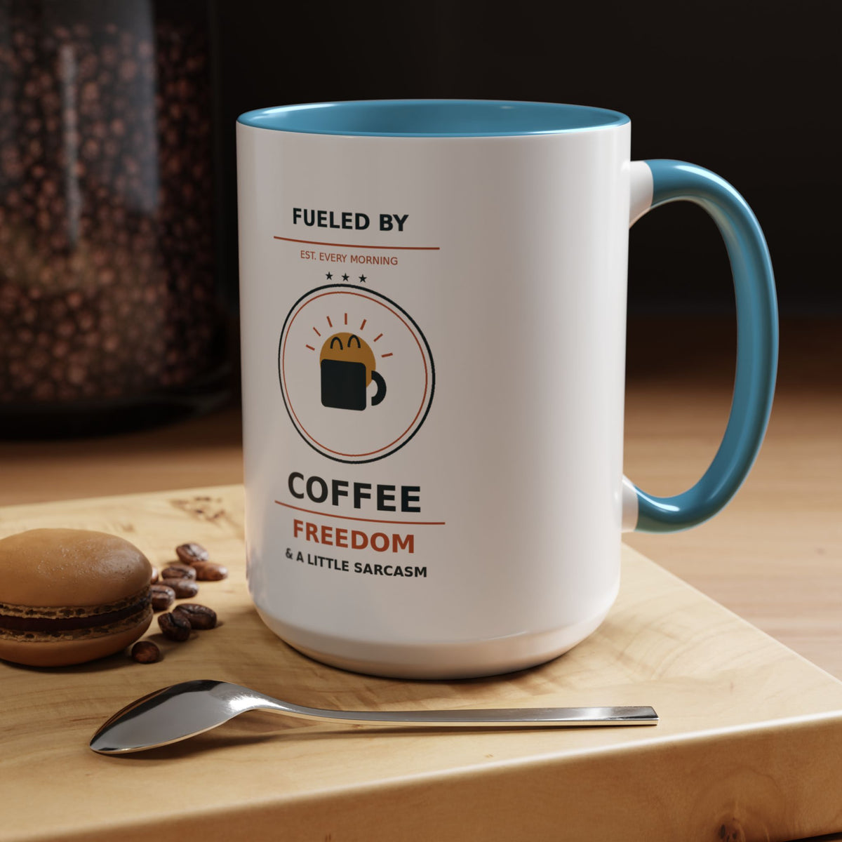 Sarcastic Coffee Mug - 'Fueled by Coffee, Freedom & a Little Sarcasm' Accent Ceramic Mug - Battle Born Prints