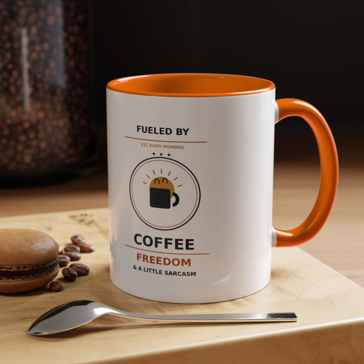 Sarcastic Coffee Mug - 'Fueled by Coffee, Freedom & a Little Sarcasm' Accent Ceramic Mug - Battle Born Prints