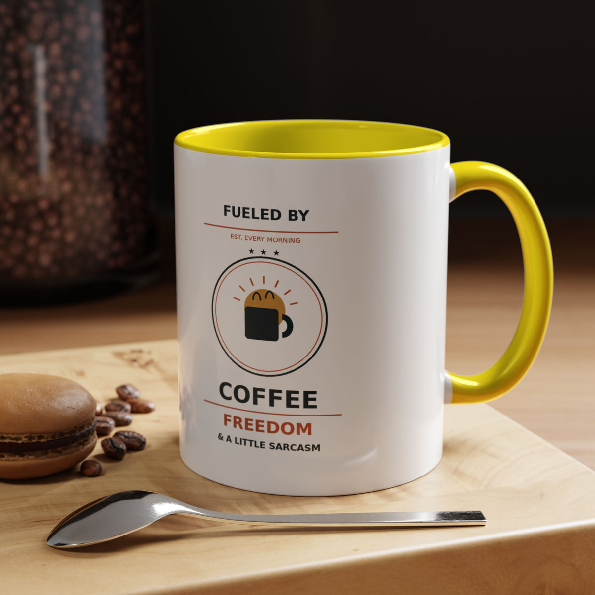 Sarcastic Coffee Mug - 'Fueled by Coffee, Freedom & a Little Sarcasm' Accent Ceramic Mug - Battle Born Prints