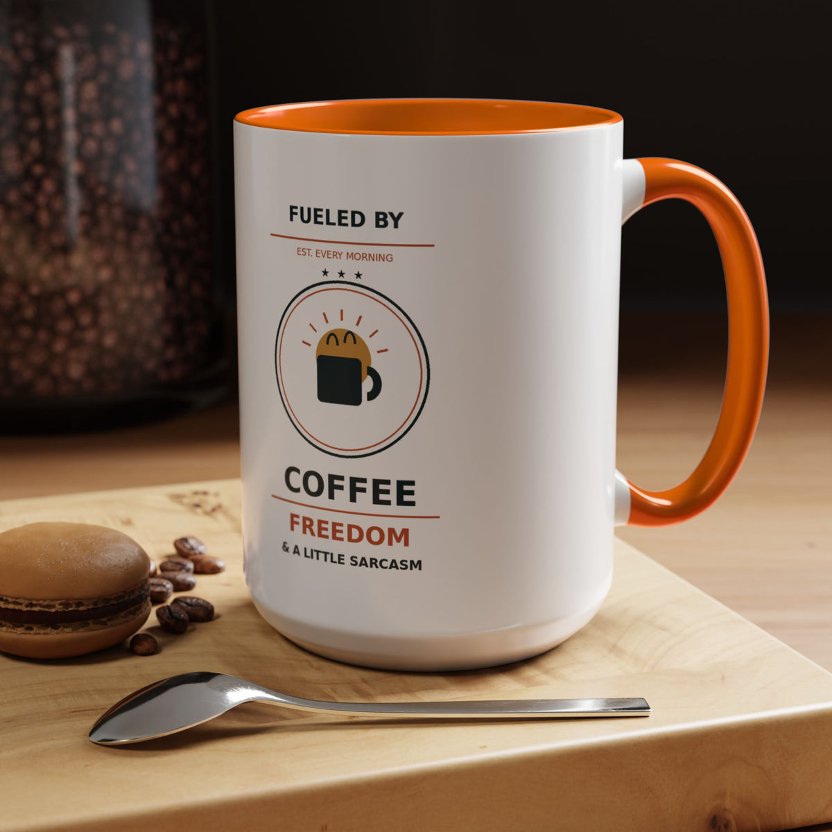 Sarcastic Coffee Mug - 'Fueled by Coffee, Freedom & a Little Sarcasm' Accent Ceramic Mug - Battle Born Prints