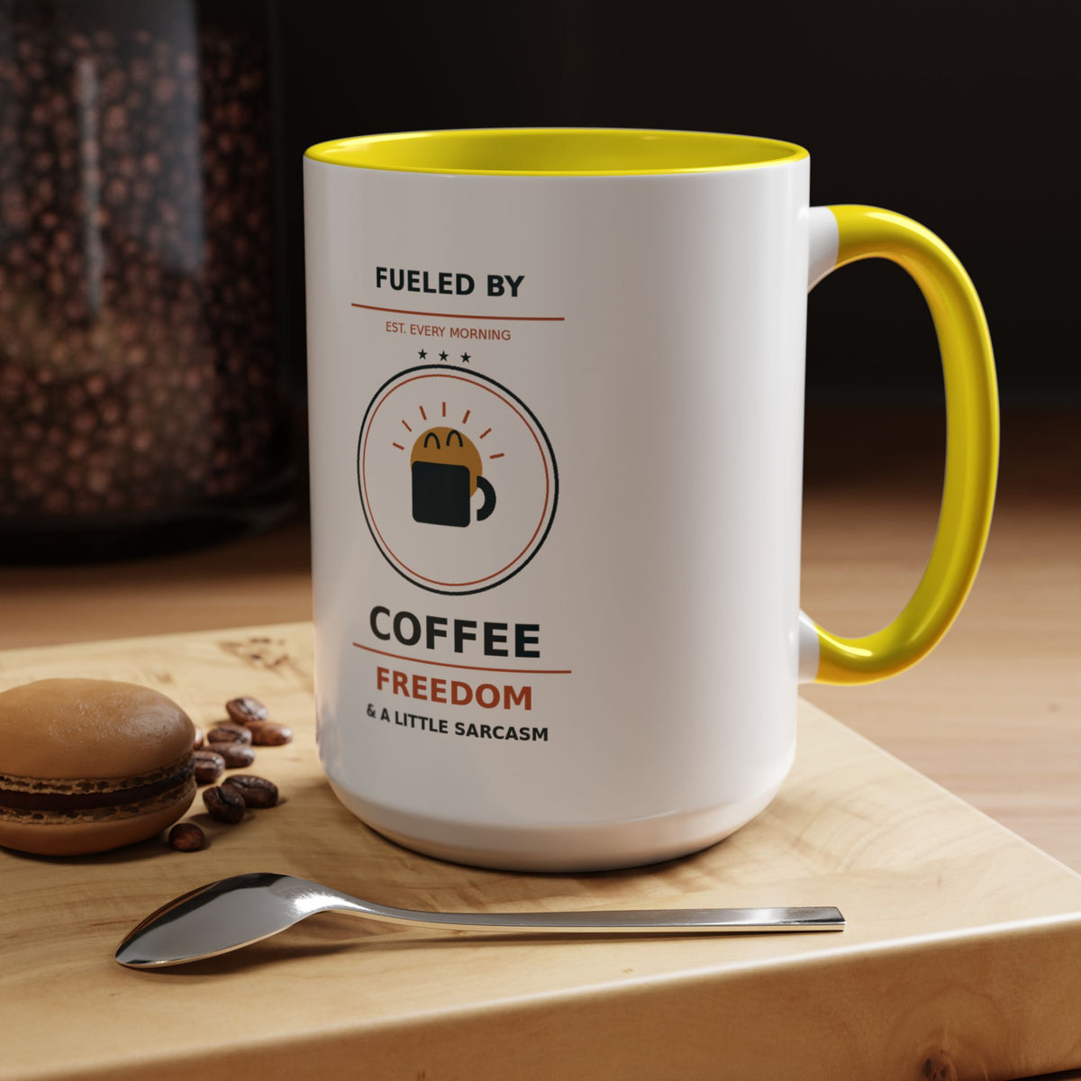 Sarcastic Coffee Mug - 'Fueled by Coffee, Freedom & a Little Sarcasm' Accent Ceramic Mug - Battle Born Prints