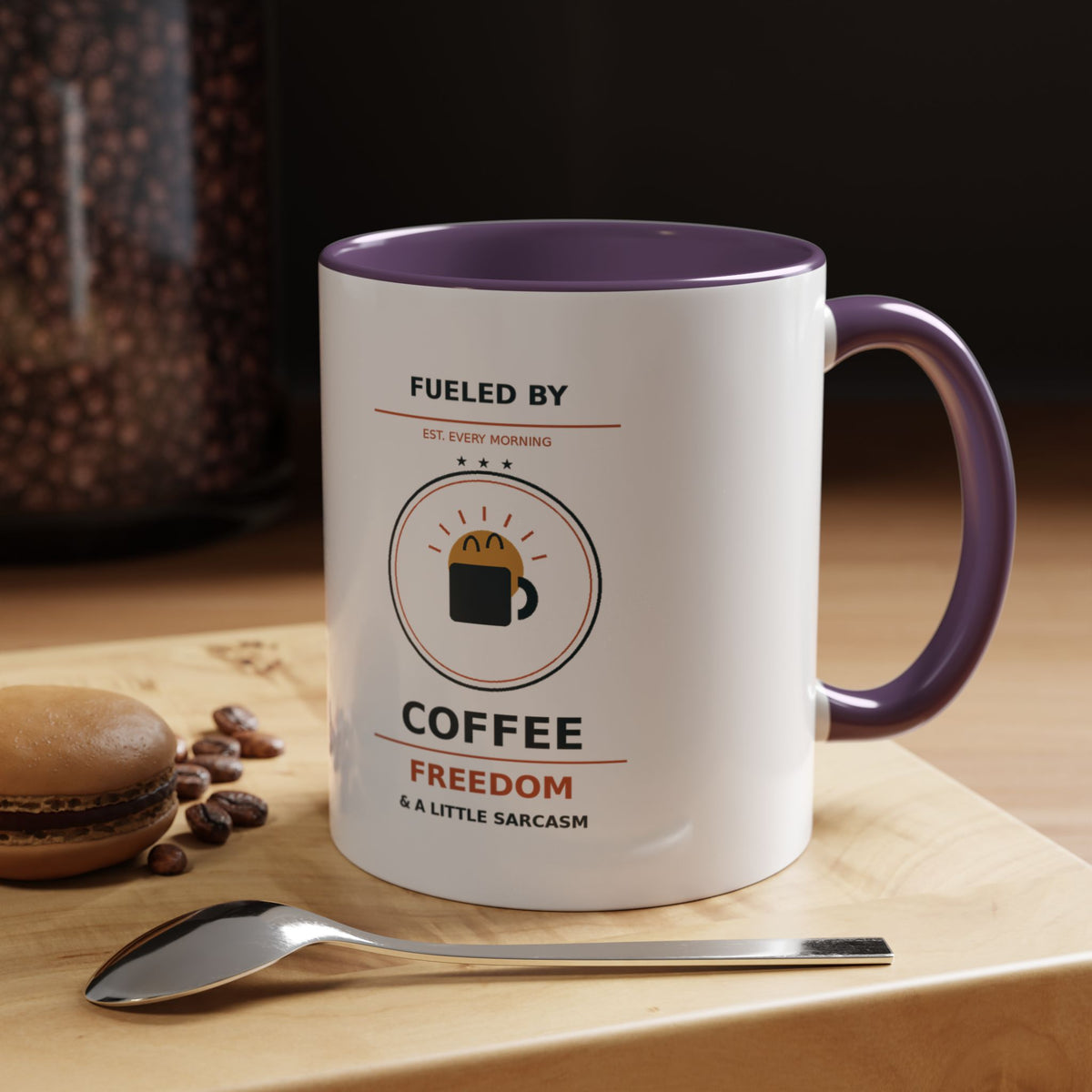Sarcastic Coffee Mug - 'Fueled by Coffee, Freedom & a Little Sarcasm' Accent Ceramic Mug - Battle Born Prints