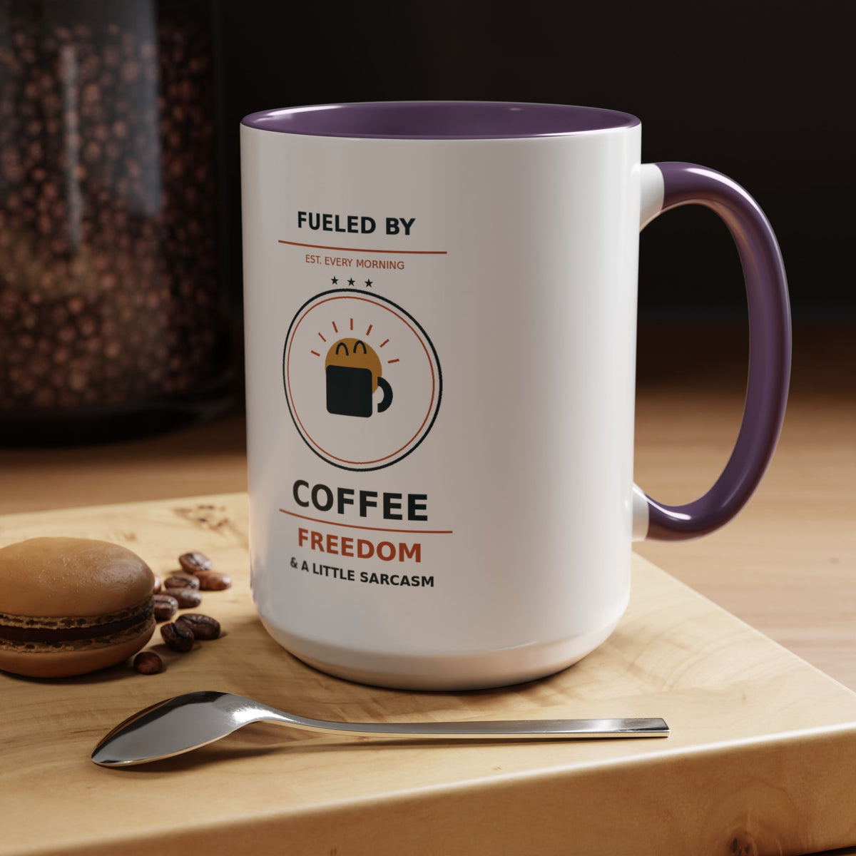 Sarcastic Coffee Mug - 'Fueled by Coffee, Freedom & a Little Sarcasm' Accent Ceramic Mug - Battle Born Prints