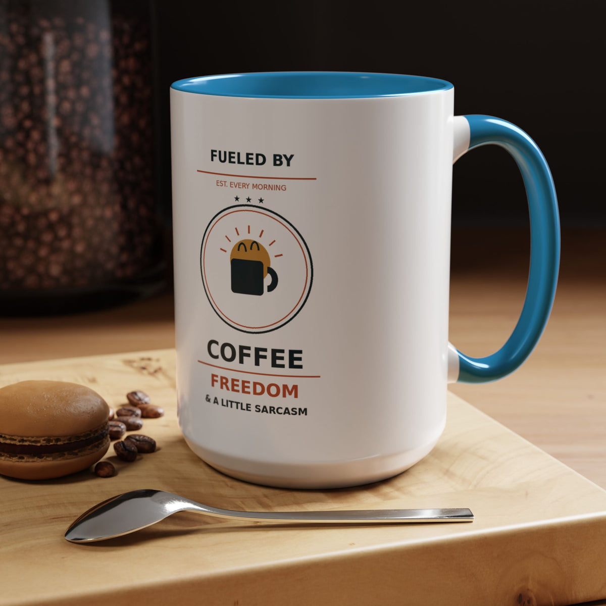 Sarcastic Coffee Mug - 'Fueled by Coffee, Freedom & a Little Sarcasm' Accent Ceramic Mug - Battle Born Prints
