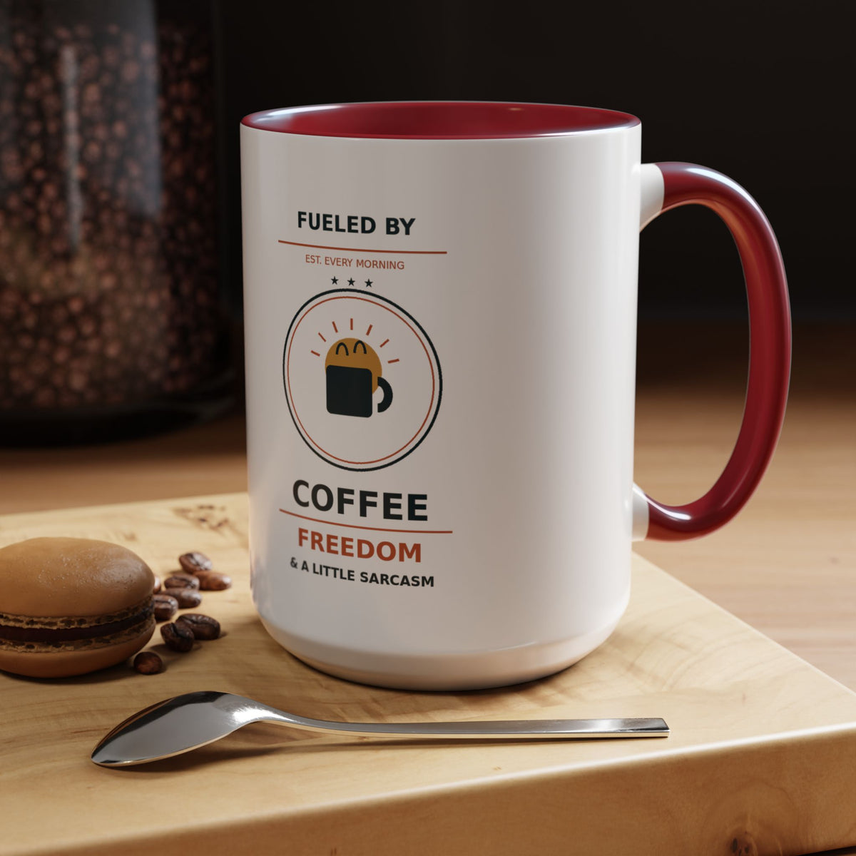 Sarcastic Coffee Mug - 'Fueled by Coffee, Freedom & a Little Sarcasm' Accent Ceramic Mug - Battle Born Prints