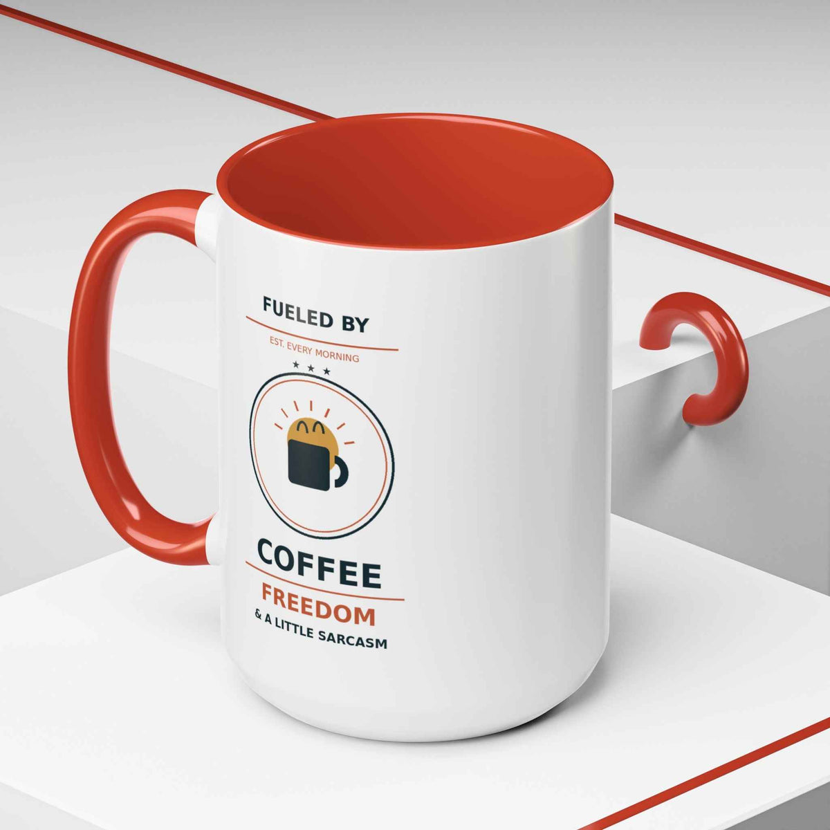 Sarcastic Coffee Mug - 'Fueled by Coffee, Freedom & a Little Sarcasm' Accent Ceramic Mug