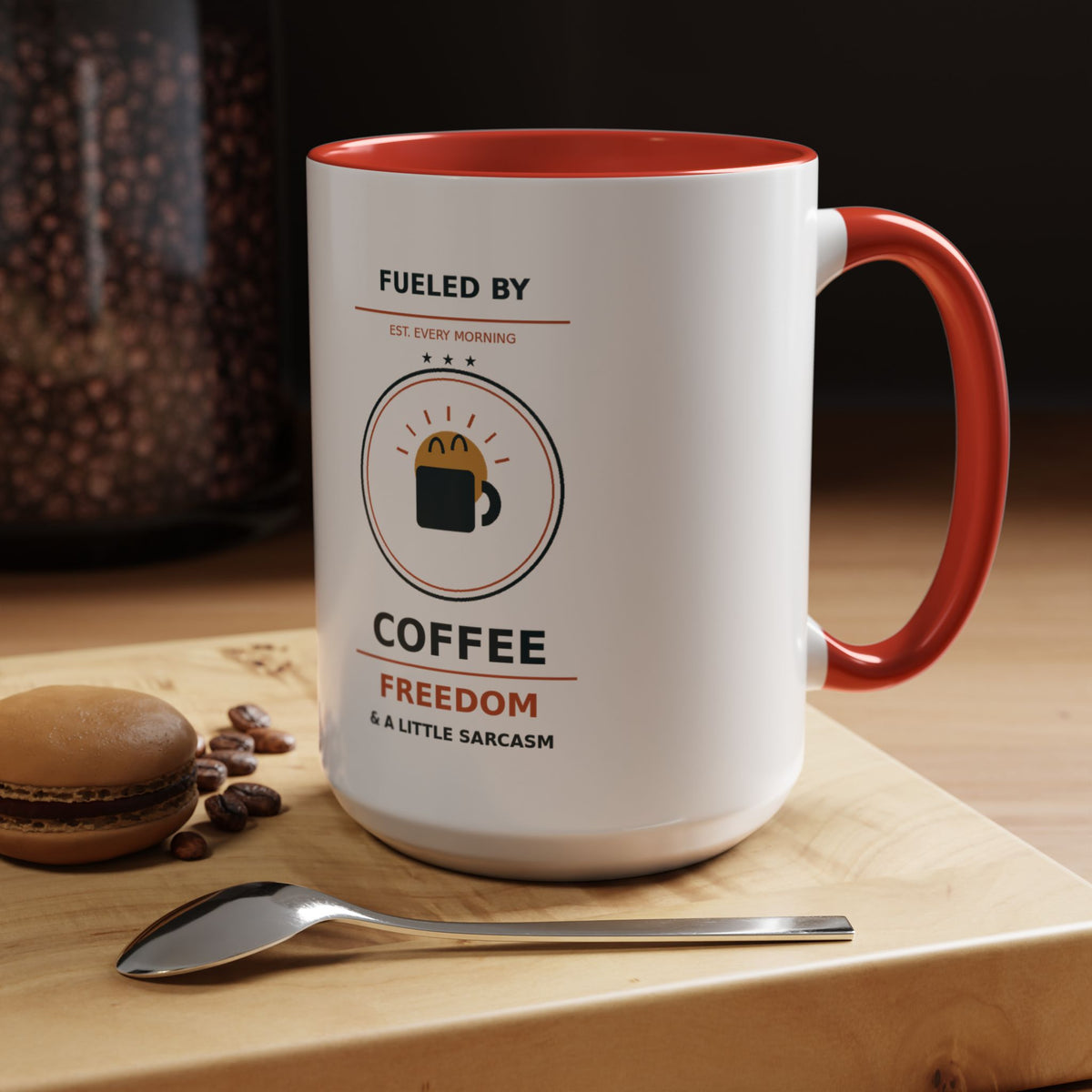 Sarcastic Coffee Mug - 'Fueled by Coffee, Freedom & a Little Sarcasm' Accent Ceramic Mug - Battle Born Prints