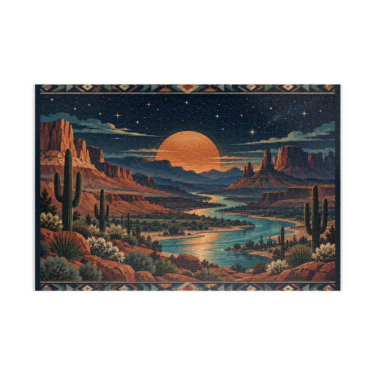 Relax and Unwind with the Southwest Sunset Landscape Puzzle – Desert Canyon Jigsaw (110/252/520/1014 pc)