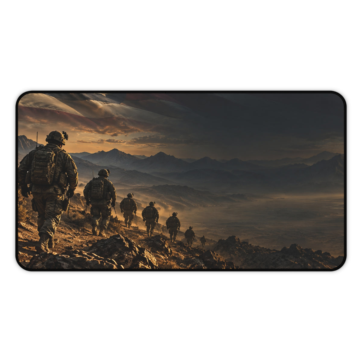 Transform Your Workspace with the Tactical Soldier Desk Mat - Military Landscape Gaming Mouse Pad - Battle Born Prints