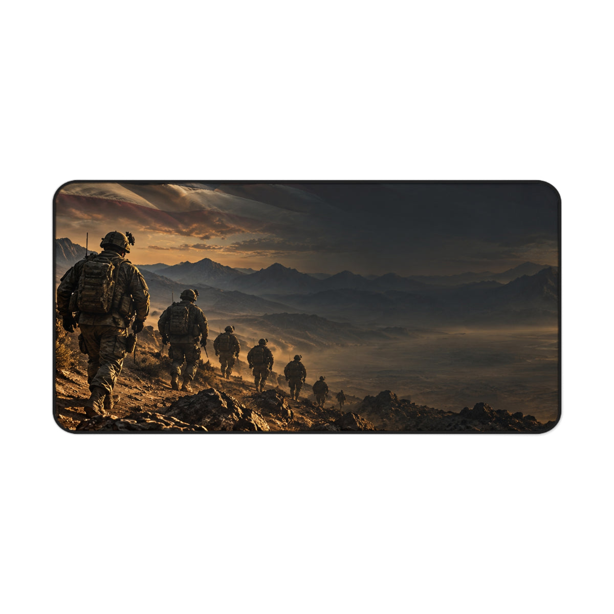 Transform Your Workspace with the Tactical Soldier Desk Mat - Military Landscape Gaming Mouse Pad - Battle Born Prints