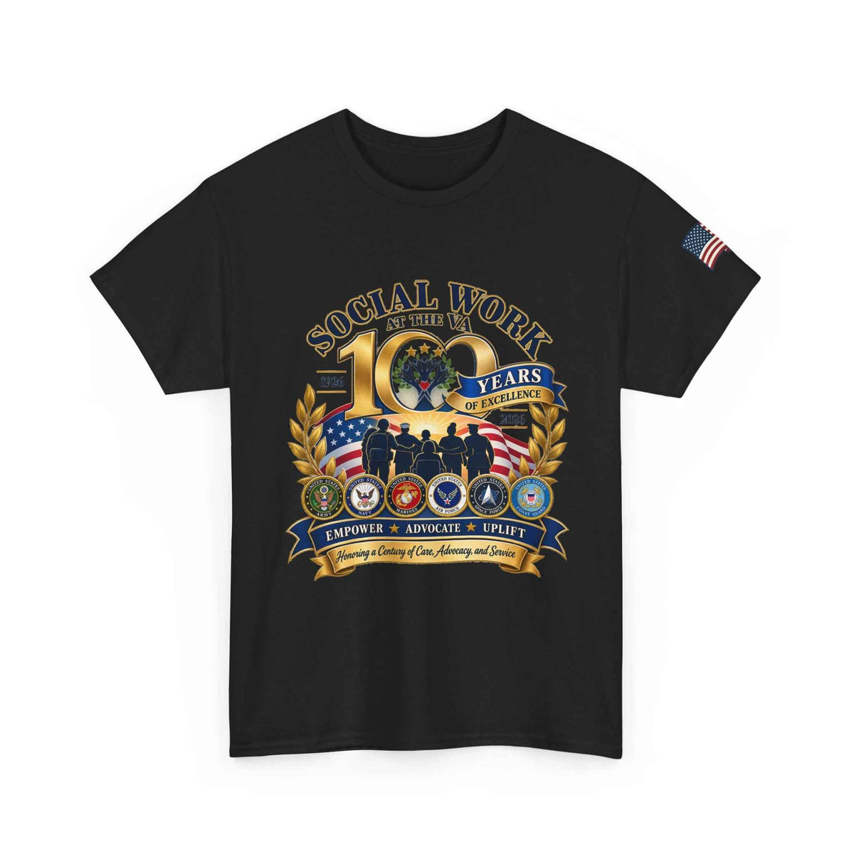 VA Social Work 100 Years T-Shirt – Military Green Unisex Graphic Tee - Battle Born Prints
