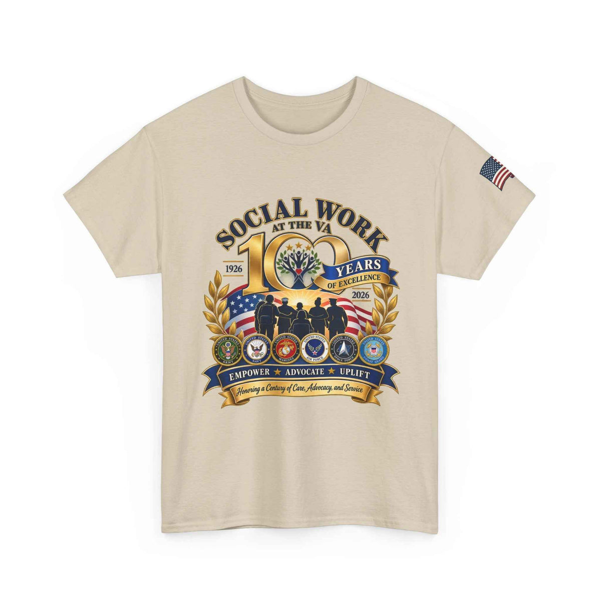 VA Social Work 100 Years T-Shirt – Military Green Unisex Graphic Tee - Battle Born Prints