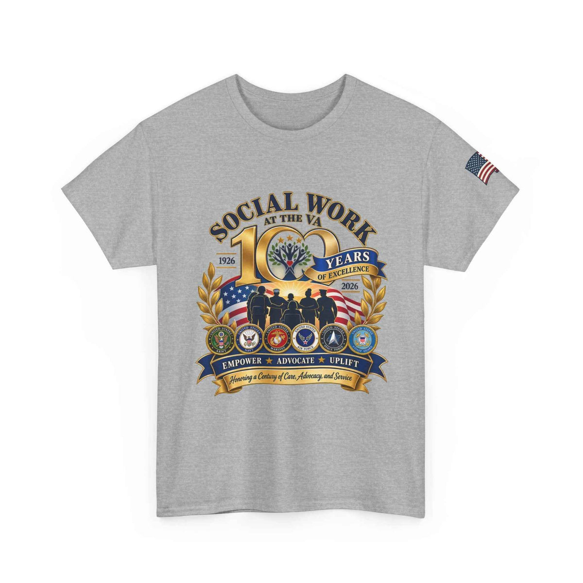 VA Social Work 100 Years T-Shirt – Military Green Unisex Graphic Tee - Battle Born Prints