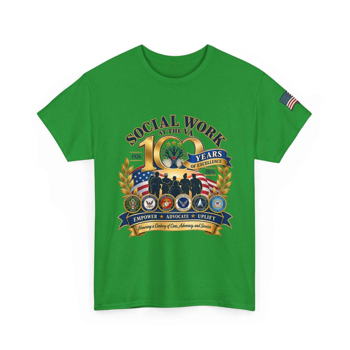 VA Social Work 100 Years T-Shirt – Military Green Unisex Graphic Tee - Battle Born Prints