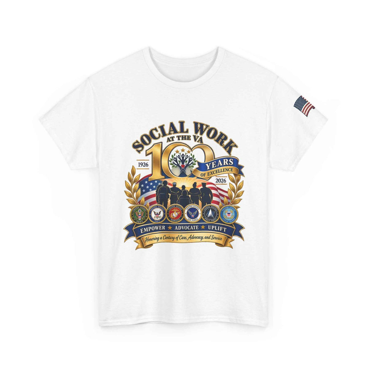 VA Social Work 100 Years T-Shirt – Military Green Unisex Graphic Tee - Battle Born Prints
