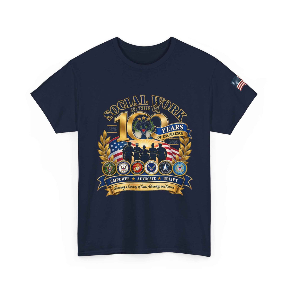VA Social Work 100 Years T-Shirt – Military Green Unisex Graphic Tee - Battle Born Prints