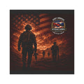 Veterans Tribute Car Magnet – Silhouette Soldiers with American Flag