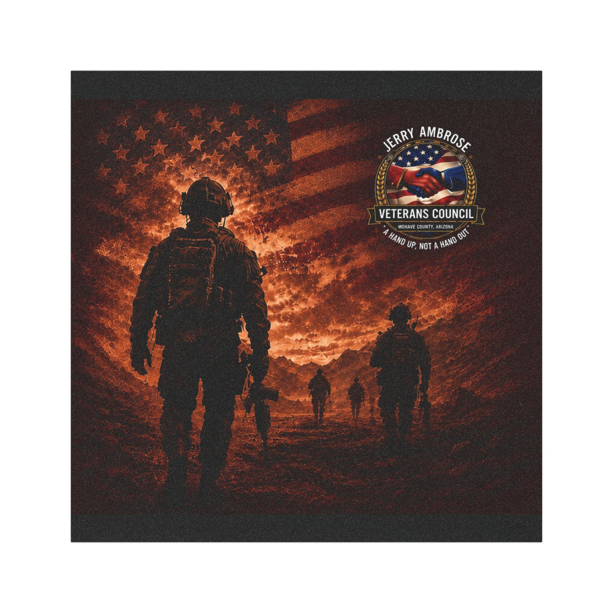 Veterans Tribute Car Magnet – Silhouette Soldiers with American Flag